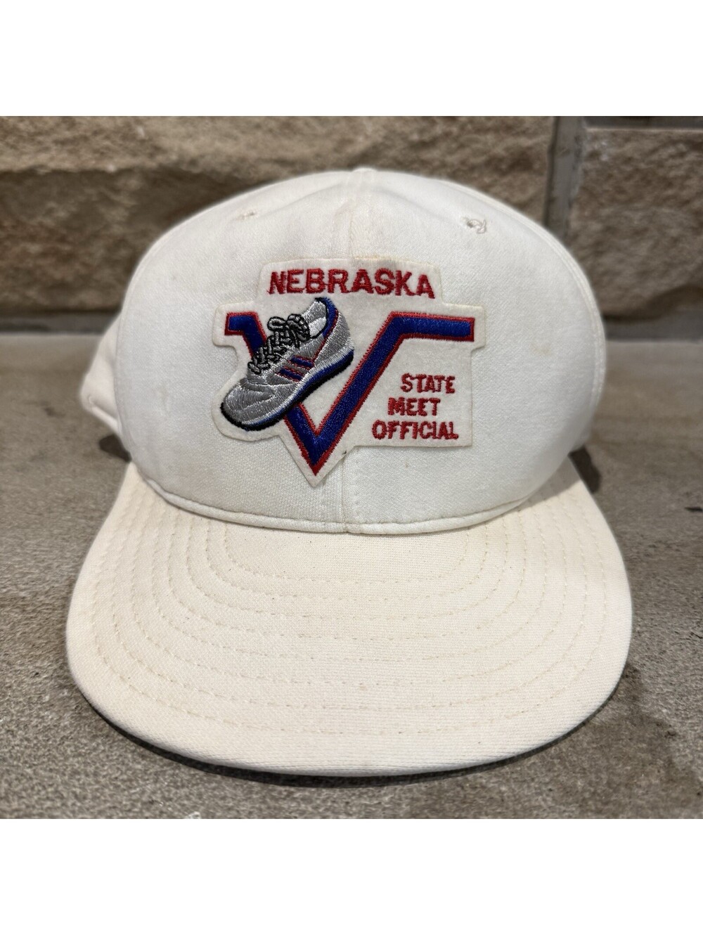 Vintage Nebraska State Meet Official Track Running AJD Hat Snapback Cap 80s Vtg